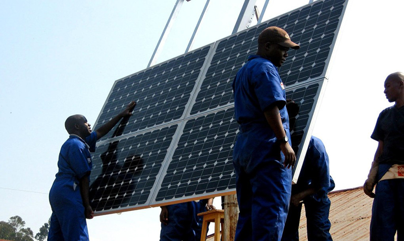 Solar panel installation in Rwanda